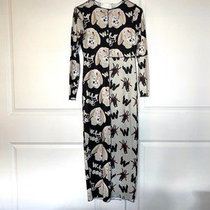 W.I.A Skull Mixed Sleeves Maxi Dress M